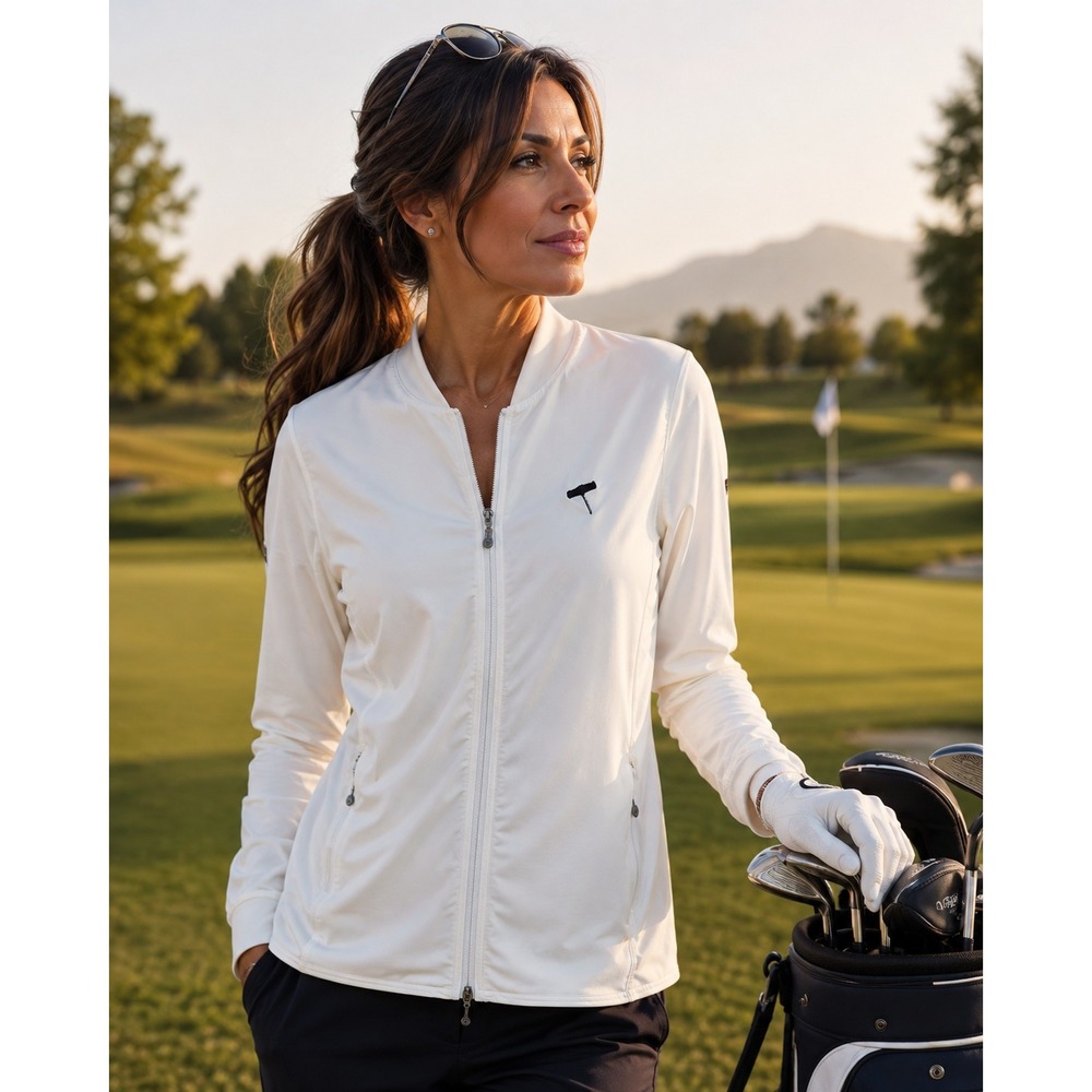 Peter Millar Large Jacket White UPF 50+ Sun Protection Zipper Pockets #1246